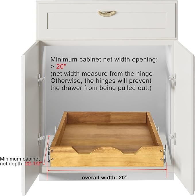 DINDON 1 Tier Pull Out Cabinet Organizer Single Tier Heavy Duty Slide Out Wood - Image 3