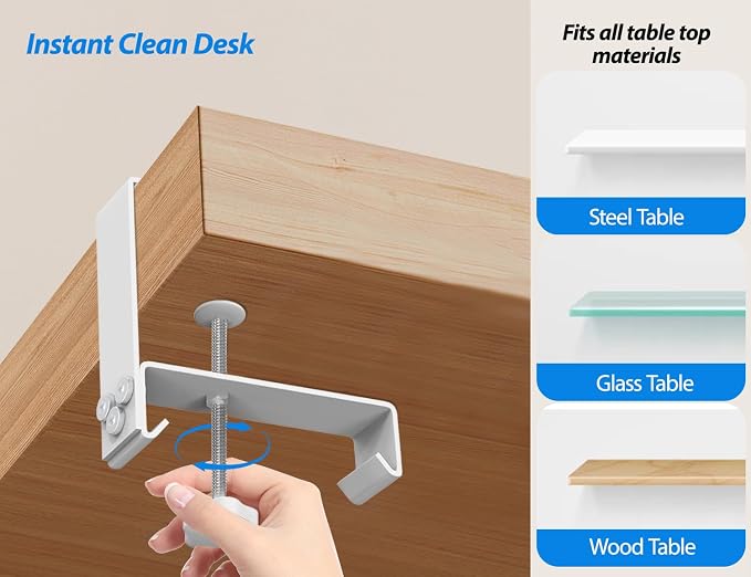 Under Desk Cable Management Tray, 60LBS Capacity, No Drill Installation - Image 4