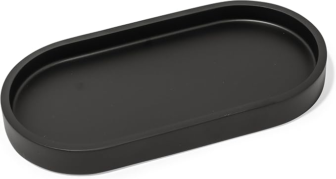 Matte Black Round Soap Dispenser Tray, 8” Soap and Lotion Bottle Tray Organizer by YEWDesign