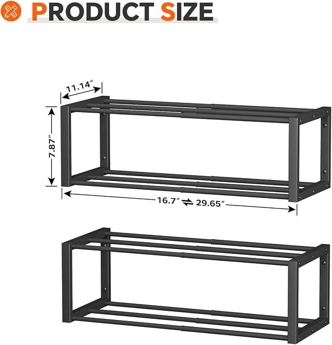 Homeiju Hanging Shoe Organizer, 2 Pack Wall Mounted Shoe Rack Holds 12 Pairs - Image 3