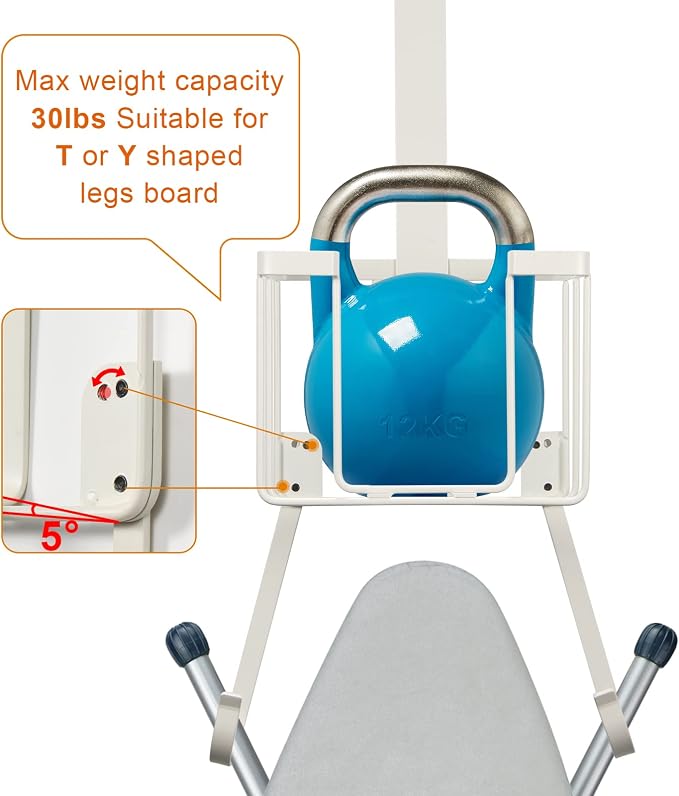 ORLESS Over The Door/Wall Mount Ironing Board Hanger, Laundry Room Iron and - Image 5