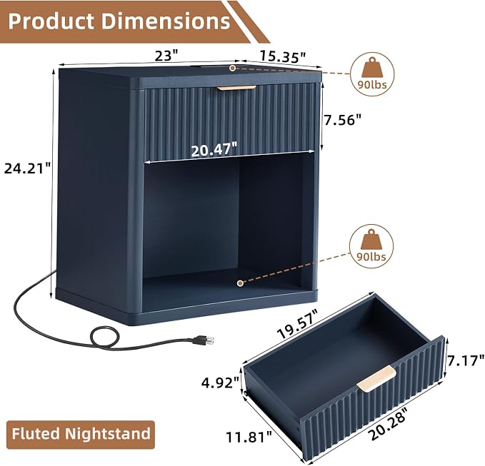 LEYAOYAO Fluted Nightstand - Image 2