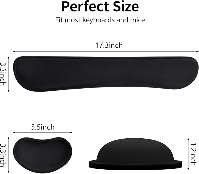 Bloss 2 Black Wrist Rest for Mouse & Keyboard, Ergonomic Wrist Support | Soft - Image 7