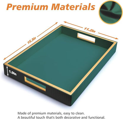 SANZIE Leather Tray Desktop Storage Organizer Premium Serving Tray Decorative - Image 5