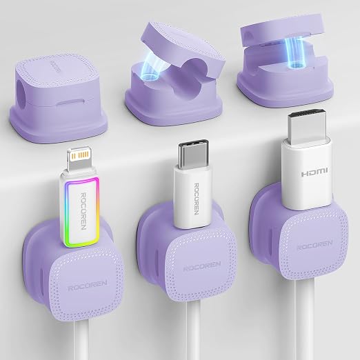 6 Pack Cable Management Cord Organizer, Magnetic Cable Clips-1s Lock, Rocoren by Rocoren