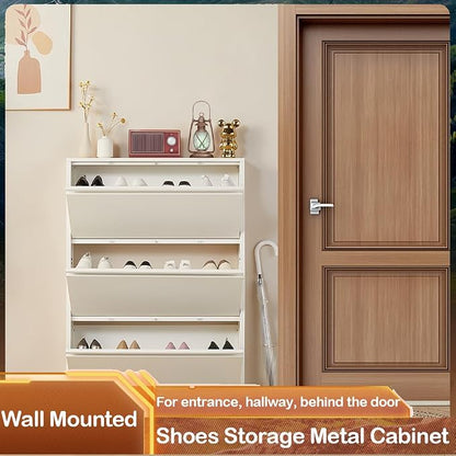 Shoe Storage Cabinet with 3 Flip Drawers, Hidden Slim Narrow Shoe Rack Cabinet - Image 3