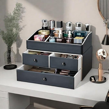 KINGFOM 2 Tier PU Leather Makeup Organizer - Image 8