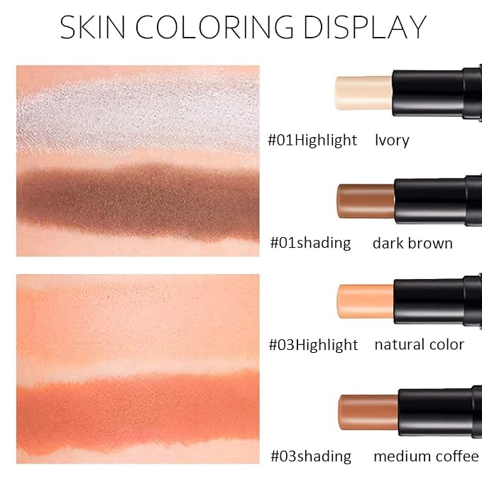evpct 4 Colors Contour Stick Makeup Set, Cream Concealer Stick Contouring - Image 4
