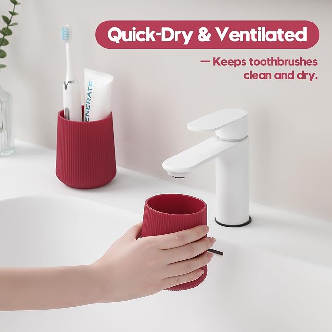 YAUKPH Red Striped Toothbrush Holder - Image 4