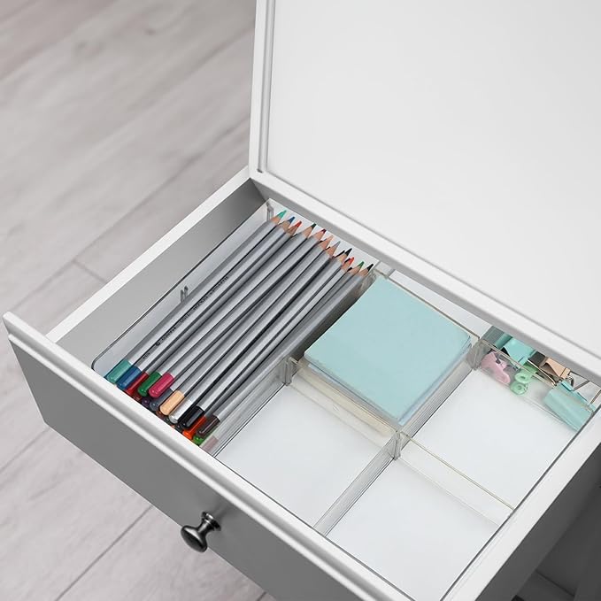 ZEXALOR Adjustable Clear Drawer Organizer, Plastic Drawer Divider Tray - Image 7