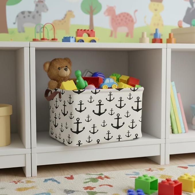 Anchor Storage Basket Waterproof Canvas Toy Storage Bin Home Anchor Decor - Image 3