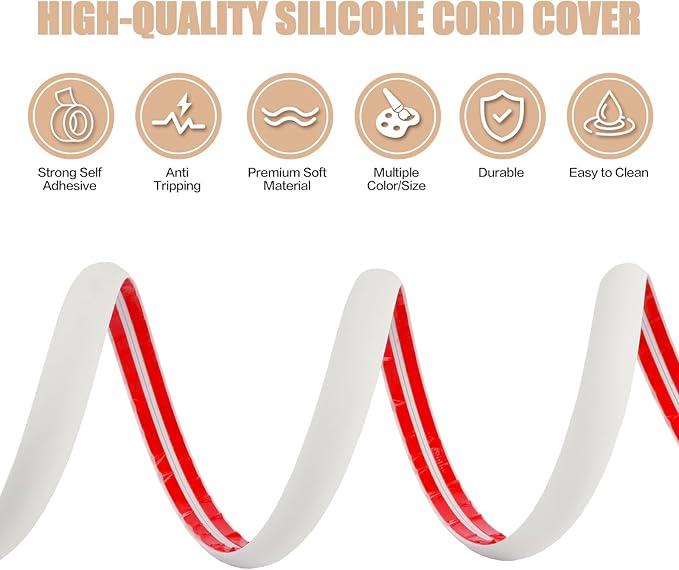 Floor Cord Cover Cable Cavity Self Adhesive Cord Hider Floor 10FT Floor Cable - Image 3