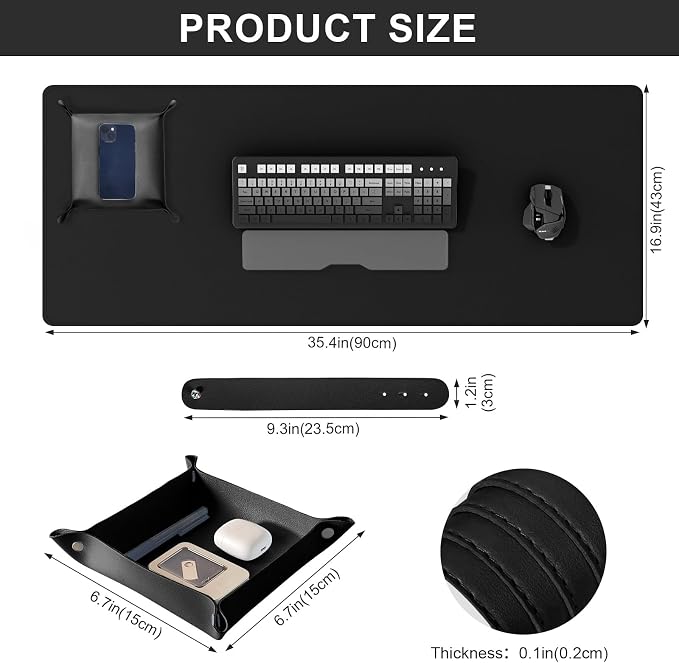 DAWNTREES Dual Sided Desk Mat, Leather Desk Pad, Cork Desk Mat Protector - Image 3