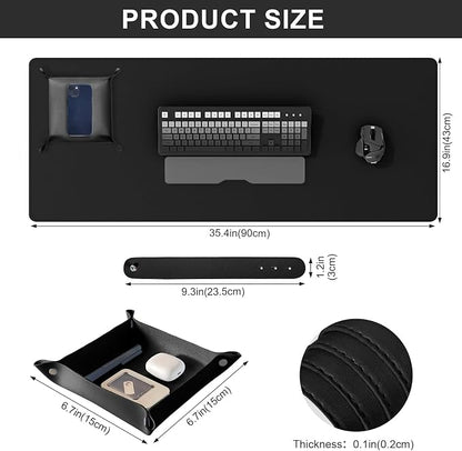 DAWNTREES Dual Sided Desk Mat, Leather Desk Pad, Cork Desk Mat Protector - Image 3