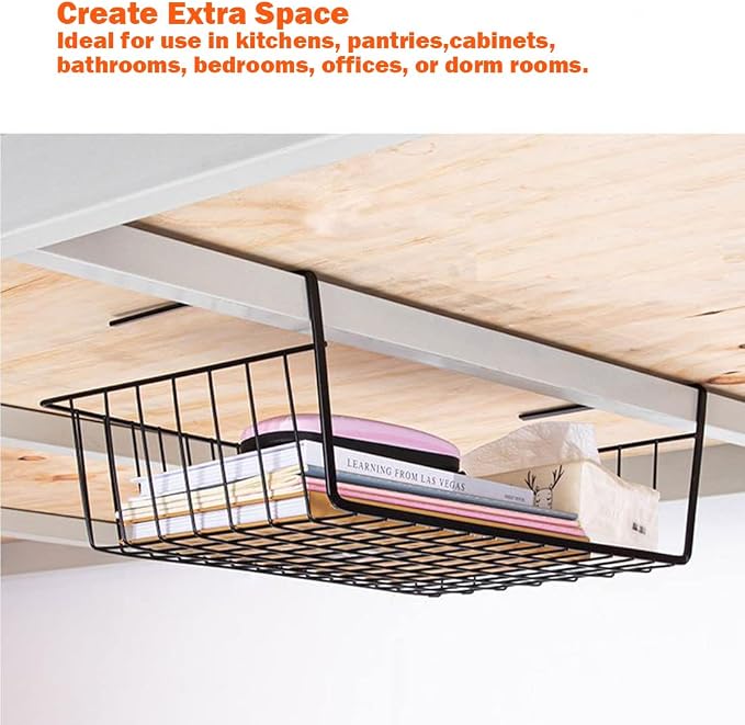 Under Shelf Storage Basket, Hanging Shelf Basket Slides Under Shelves - Image 7