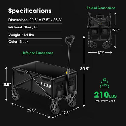 VIVOSUN Collapsible Folding Wagon, Outdoor Utility - Image 6