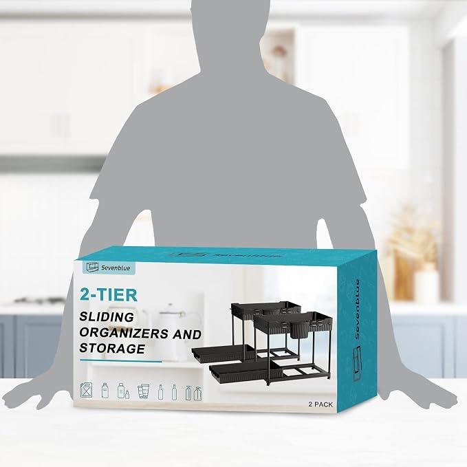 Sevenblue 2 Packs Under Sink Organizer, Height Adjustable 2 Tier Under Kitchen - Image 7
