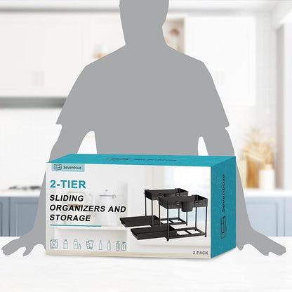 Sevenblue 2 Packs Under Sink Organizer, Height Adjustable 2 Tier Under Kitchen - Image 7
