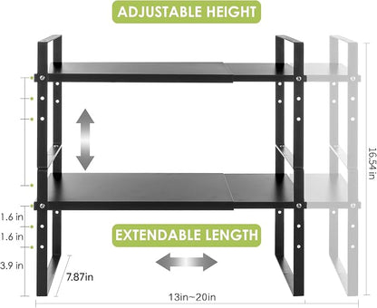 Across-Star Expandable Cabinet Shelf Organizer Rack, Stackable Kitchen Counter - Image 3