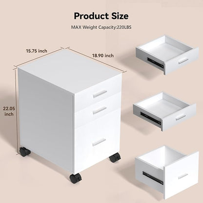 3 Drawer Mobile File Cabinet on Wheels, Classroom Organization, Printer Stand - Image 3