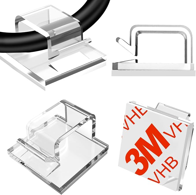 120 PCS Cable Clips Clear, Upgraded Adhesive Cord Clips by TidyHelper
