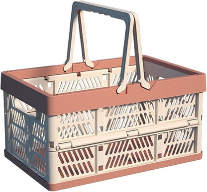 Foldable Handle Storage Crate Bin - 20L Collapsible Plastic Crate Stacking by VIGAER