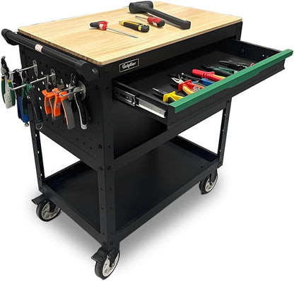 Rolling Tool Cart, 3-Tier Workshop Storage, Heavy-Duty Wheels, 330LB Load - Image 6