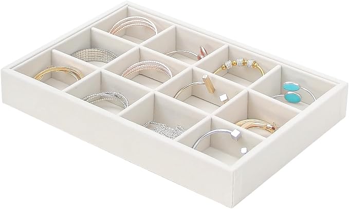 Beige 12Grid Bedside Organizer by FocusOnJewelryDisplay