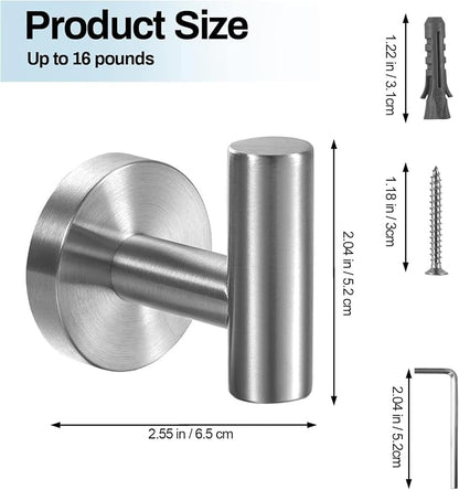 Kruodop Towel Hooks for Bathroom, 6 Packs Wall Mount Towel Holder, Stainless - Image 2