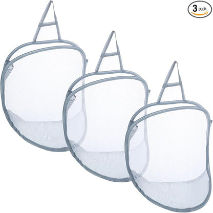 3 Pack Mesh Hanging Laundry Hamper, Small Foldable Laundry Baskets | Wall by Unknown