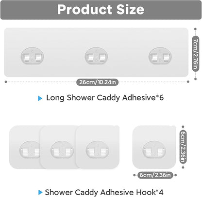 10 Pack Shower Caddy Adhesive Replacement, Strong Adhesive Hooks - Image 2