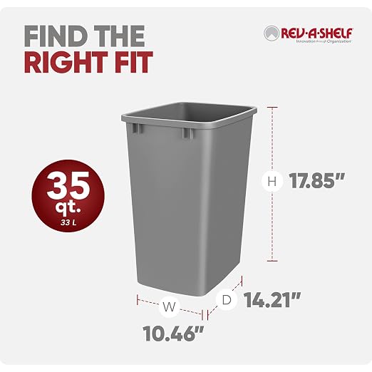 Rev-A-Shelf 2-Pack 35 Quart Polymer Replacement Trash Bin, Recycle Waste - Image 3