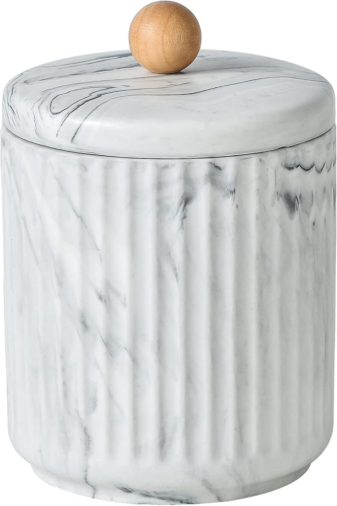 Bathroom Canister with Lid Qtip Holder Dispenser Jar Storage Organizer by Redelaenor