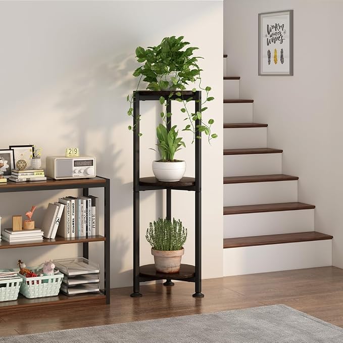 Plant Stand Indoor Outdoor 2 Tier Tall Metal Corner Storage Tiered Plant Shelf - Image 5
