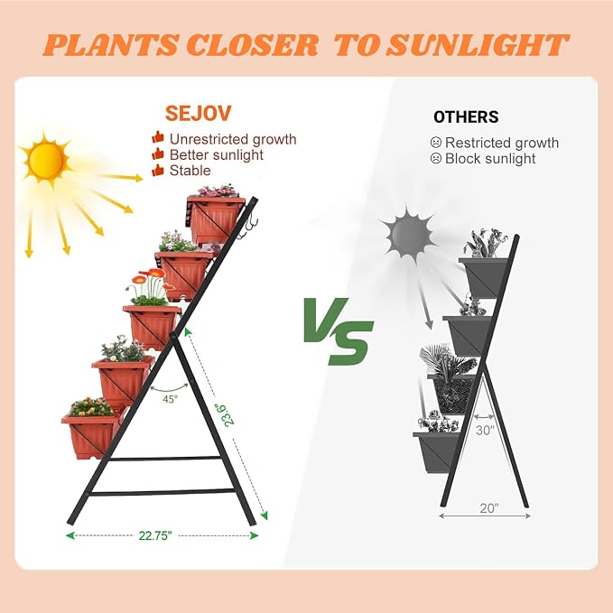 SEJOV 4FT Vertical Raised Garden Bed, 5 Tiers Planter Box - Image 6