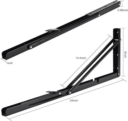 YUMORE Folding Shelf Brackets, 24 Inch Heavy Duty L Bracket, Max Load: 330lb - Image 2