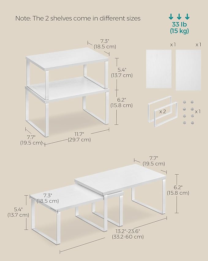SONGMICS Cabinet Organizer Shelf, Kitchen Storage, Spice Rack, Expandable - Image 3