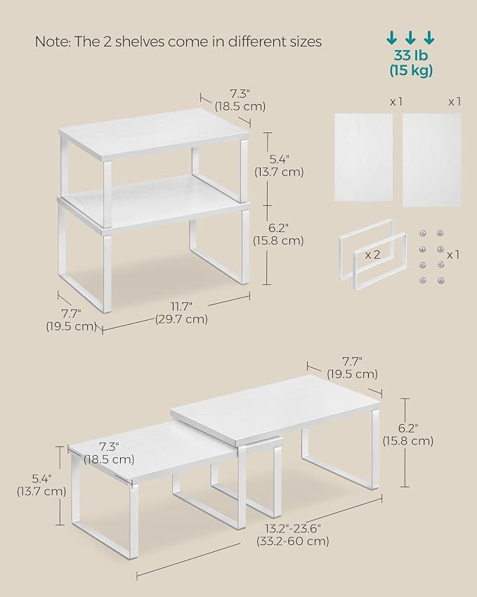 SONGMICS Cabinet Organizer Shelf, Kitchen Storage, Spice Rack, Expandable - Image 5