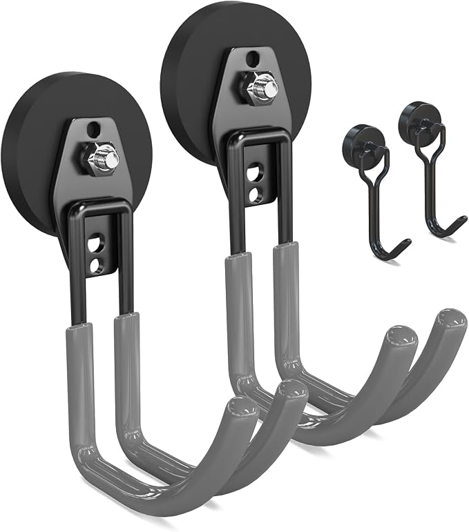 3-H Heavy Duty Magnet Garage Hooks 2 Pack, J Shape Strong Magnetic Hooks by 3-H