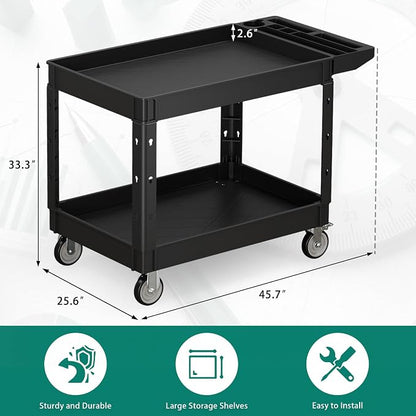 Heavy Duty Utility Rolling Tool Cart, 550 lbs Capacity Plastic Rolling Carts - Image 7