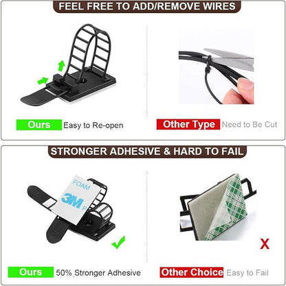 Adhesive Cable Management Clips, Extra Screw & Hole - Image 4