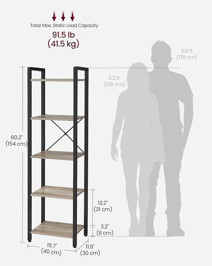 VASAGLE 5-Tier Bookshelf, Bookcase - Image 7