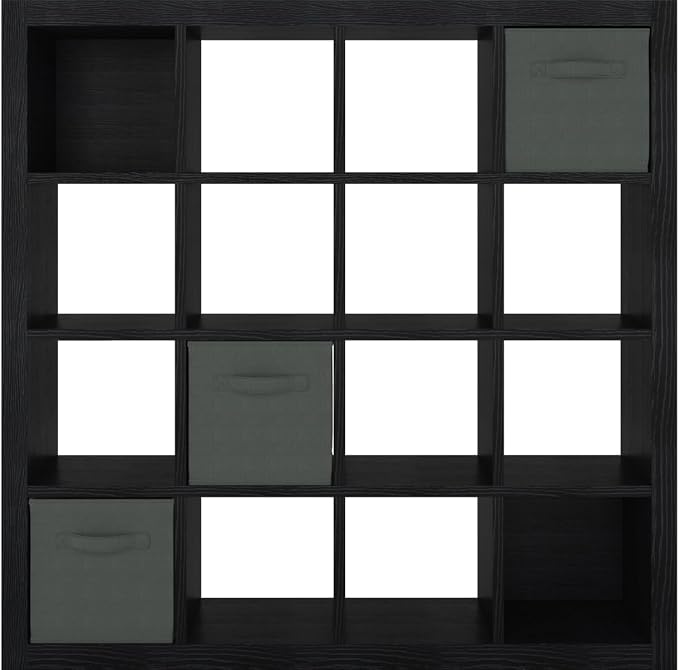 furtble Bookshelf with Storage Bins, 16-Cube Storage Organizer with Back Panels - Image 8