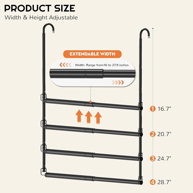 Hanging Closet Rod Adjustable Width Height Closet Rods - Image 3