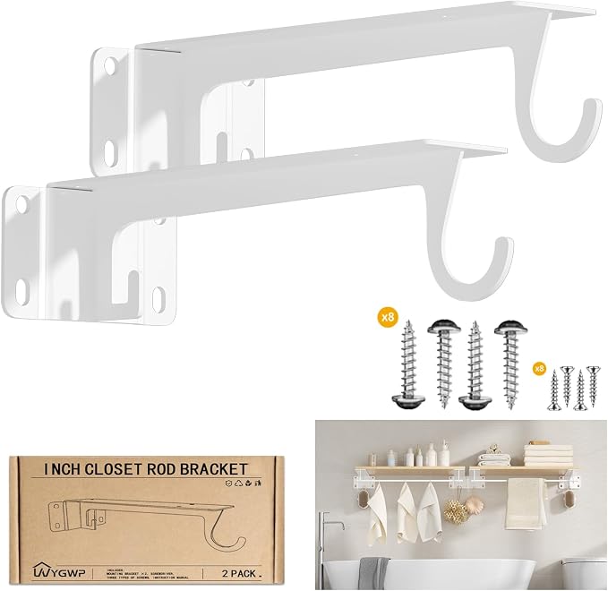 14in Heavy Duty Closet Rod Bracket Supports 200lbs Fits 1.4" rods | Carbon by WYGWP