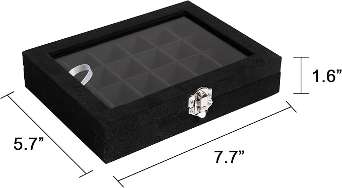 Frebeauty 24 Grid Earring Organizer, Small Velvet Jewelry Tray - Image 3