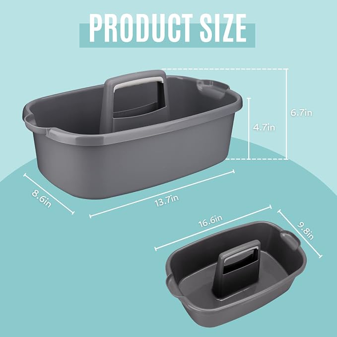 Cleaning Caddy Organizer with Handle, Cleaning Tool Storage Tote, 2 Pack - Image 4