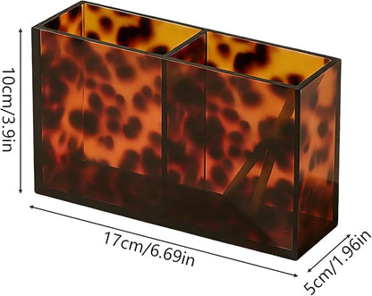 Toiletry Caddy - Resin Leopard Print Shelf Organizer, Grip Base Cosmetic Holder - Image 2