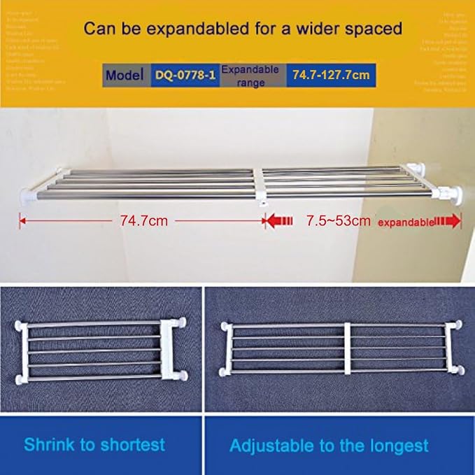 BAOYOUNI Adjustable Closet Rod 33-46" Tension Shelf Wardrobe Organizer | Space - Image 3