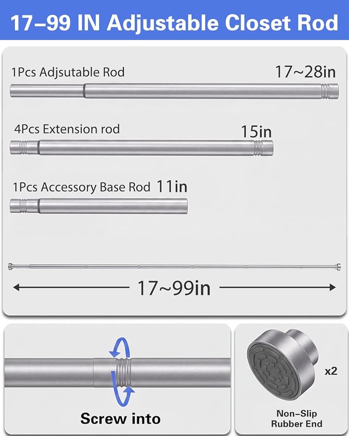 Closet Rod, No Drill Tension Closet Rod - Image 8